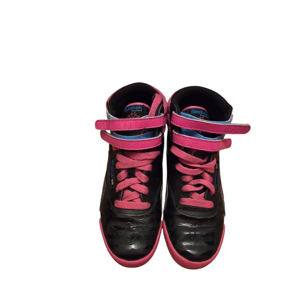 Reebok Classic Girls Black & Pink High-Top Sneakers | Size 13.5